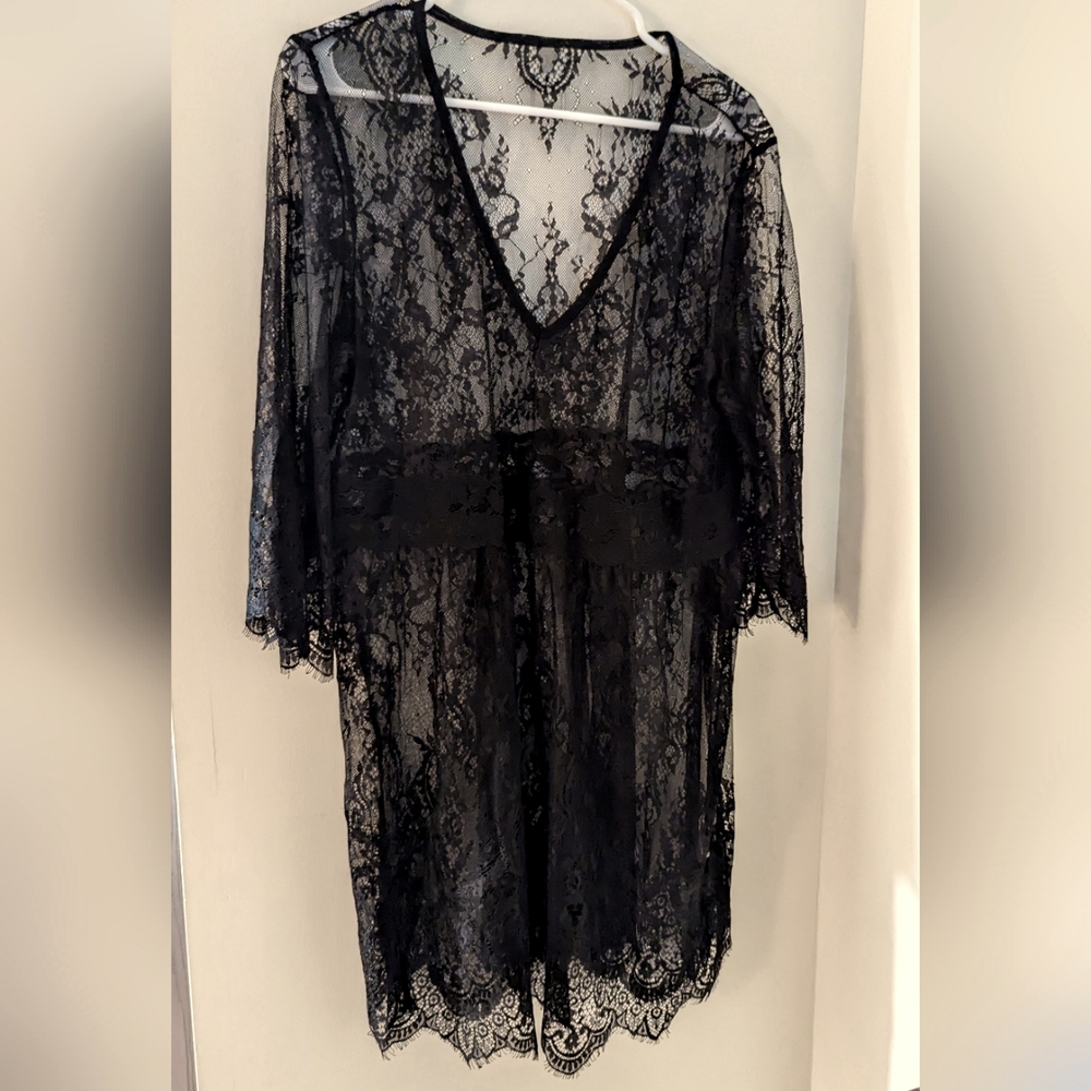 Black lace kimono dress